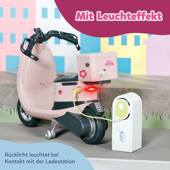 BABY born E-Scooter, Ferngesteuerter Roller mit Ladestation zum Aufladen Spielen, für 43cm Puppen, 8