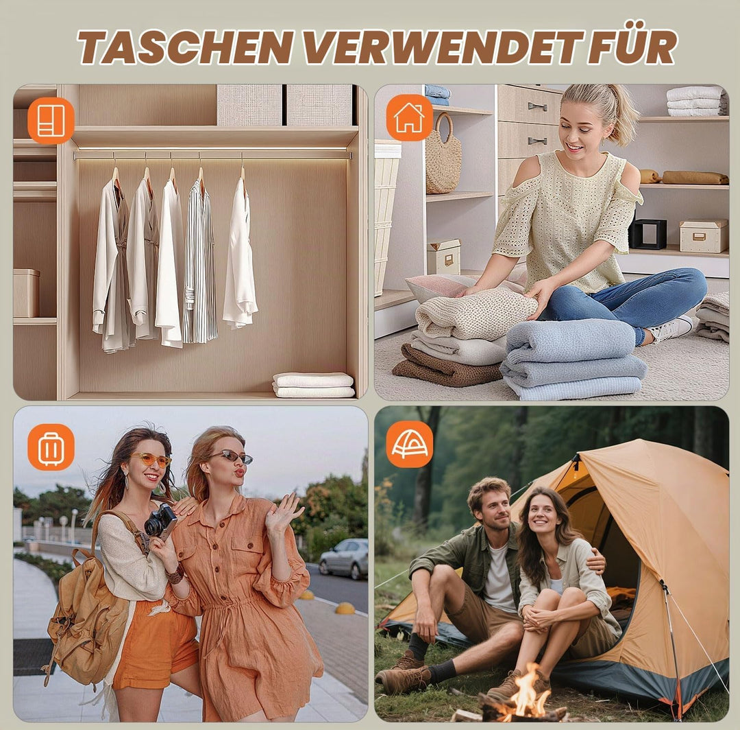 Vakuumbeutel für Kleidung, 15 Stück (6x 40x54cm, 6x 47x64cm, 3x 54x74cm), Platzsparend Vakuumierbeut