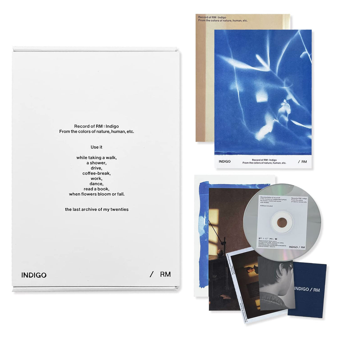 RM of BTS - [Indigo] (Book Edition) Outer Box + Book + CD + Postcard + Photocard + Fabric Card + Ins