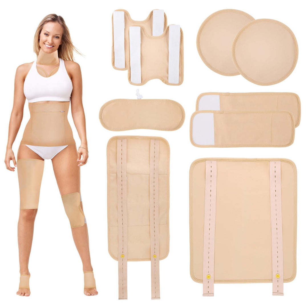 Bio-Baumwolle Rizinusöl Pack Kit, 9-teilig, für Leberentgiftung, Myome, Verstopfung und Entzündungen