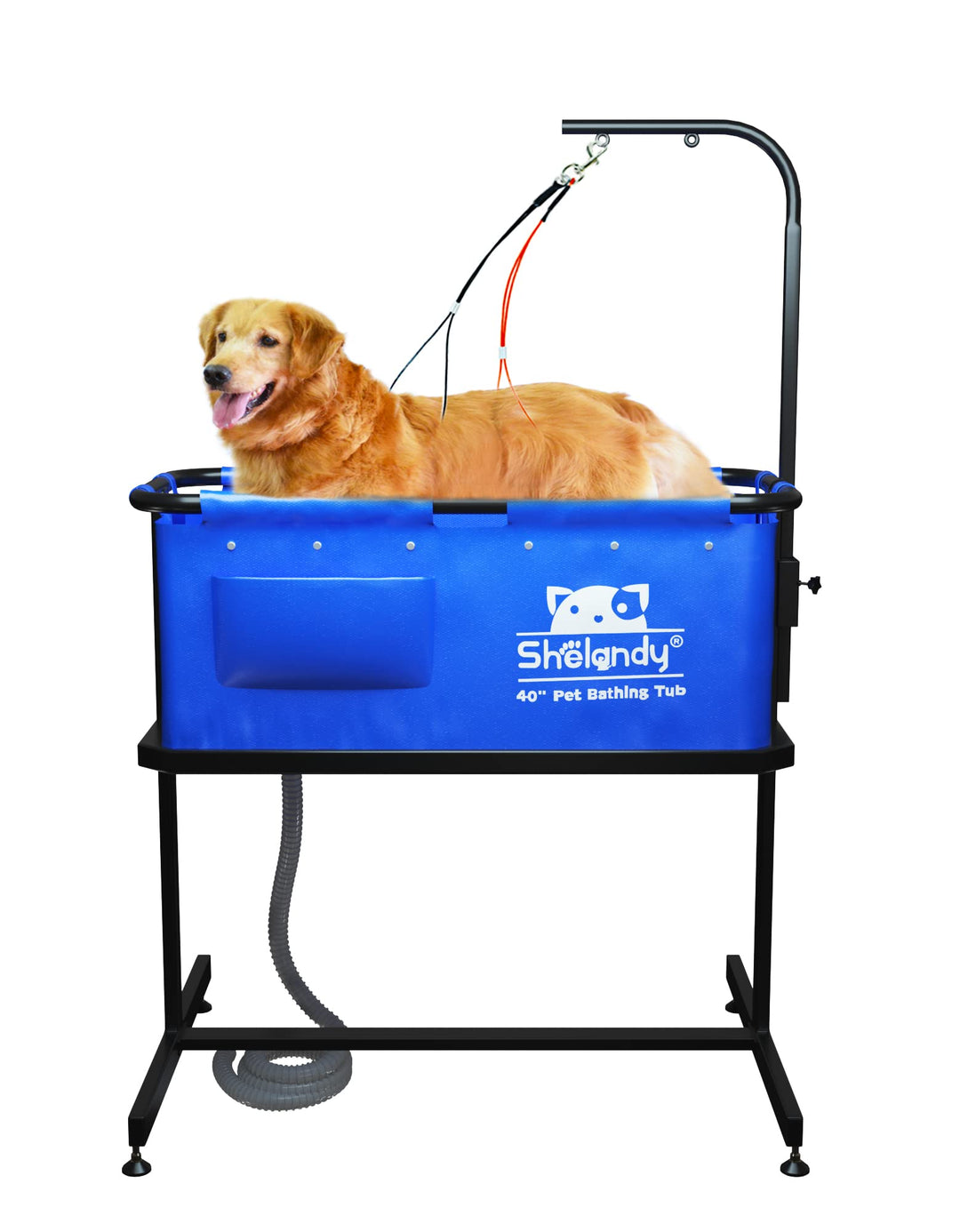 SHELANDY Haustierbadewanne, 101,6 cm, für Hunde und Katzen Blau, Schwarz, Blau, Schwarz