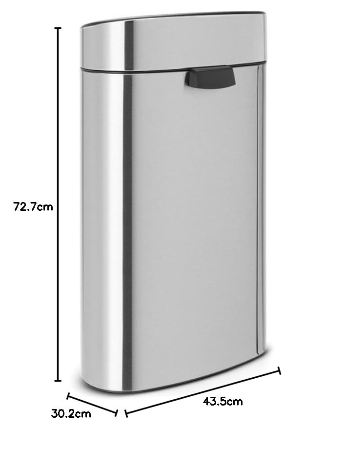 Brabantia 114823 Touch Bin New mit herausnehmbaren Kunststoffeinsatz, 40 L, Edelstahl, matt steel, 3