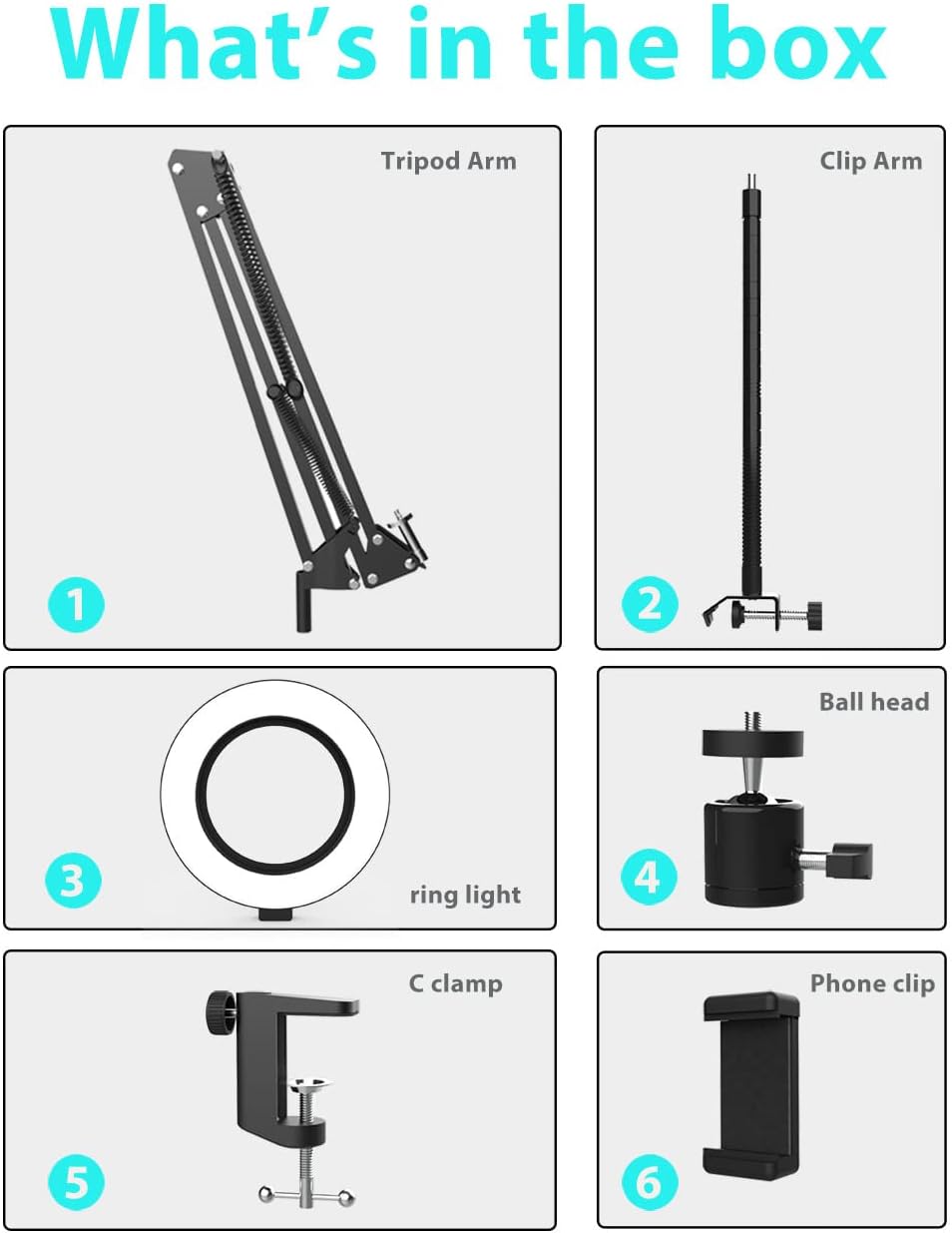 Overhead Stativ Handy mit Ringlicht, Flexibler Tisch Kamera Arm mit Licht, Flexible Tisch Kamera Arm