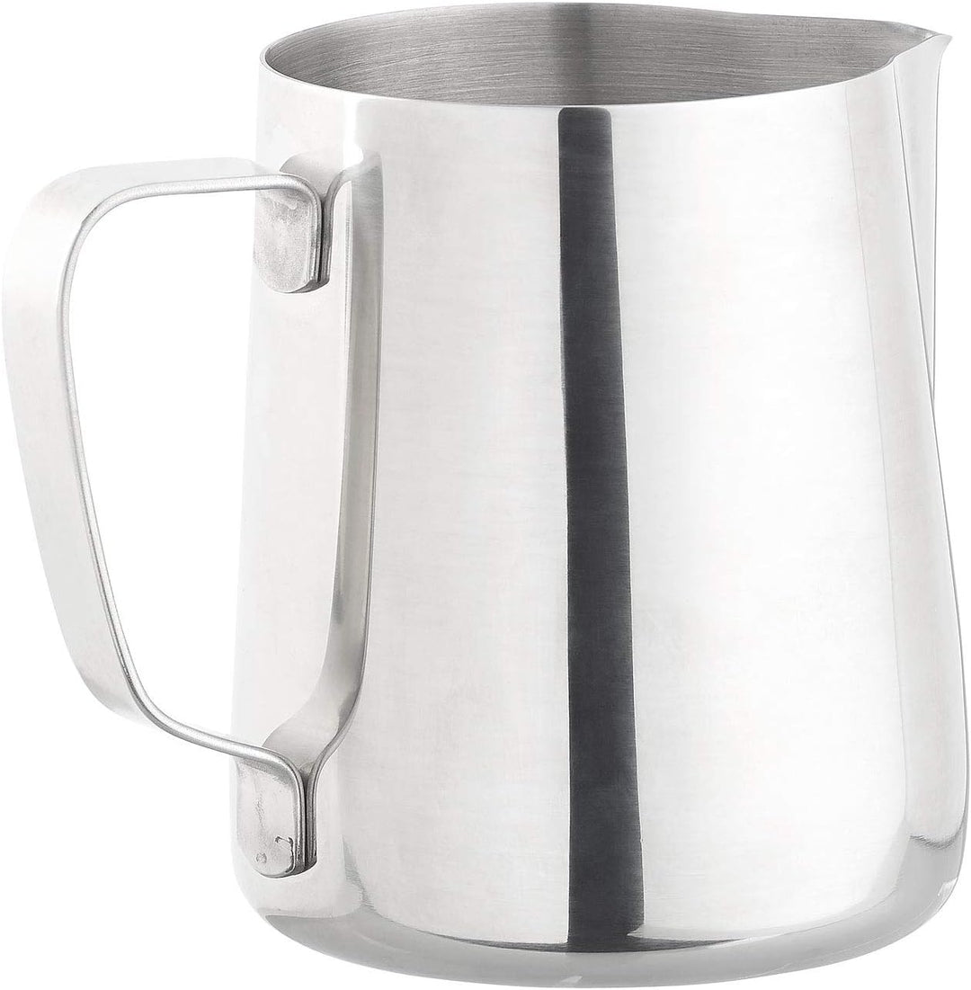 Milchkännchen: 2er-Set Edelstahl-Kännchen zum Aufschäumen, mit Mess-Skala, 580 ml (Milchschaumtöpfe,