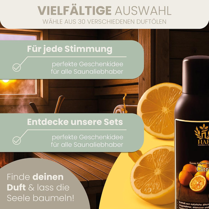HAF Saunaaufguss Orange Mandarine 250 ml - Sauna Aufgussmittel mit natürlichen ätherischen Ölen - Sa