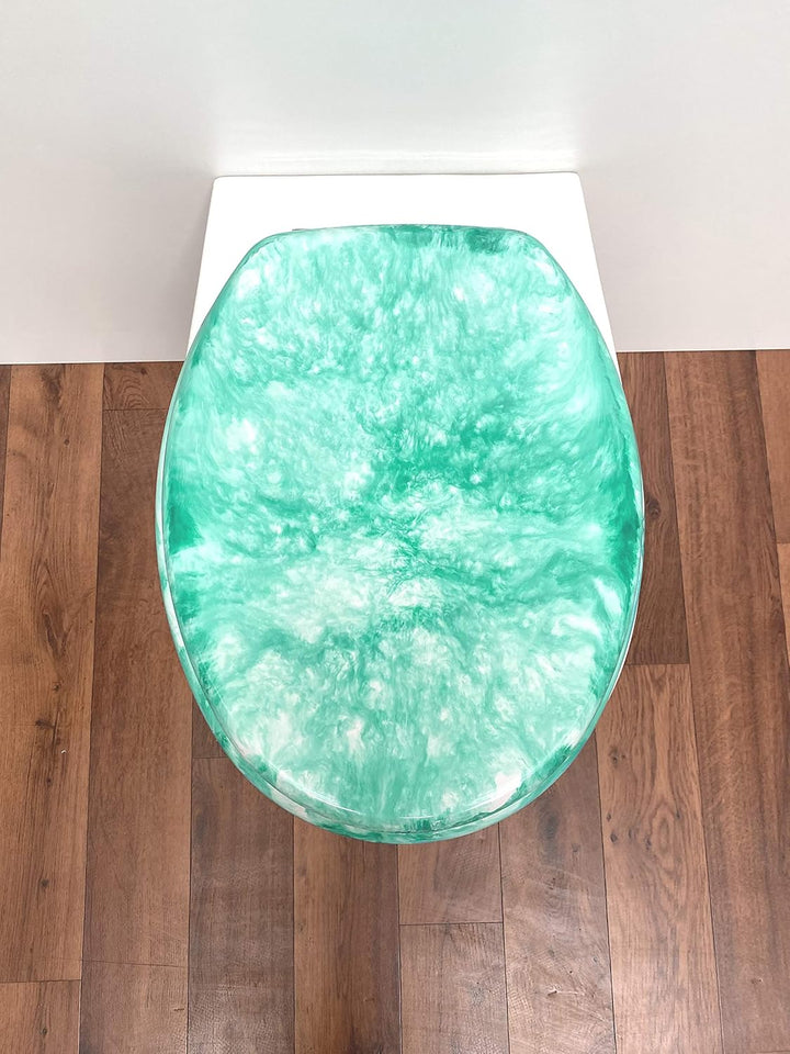 ADOB Toilettensitz, WC Sitz Klobrille Marmor grün, Edelstahlscharniere, Grün, Marmor Gr&amp;