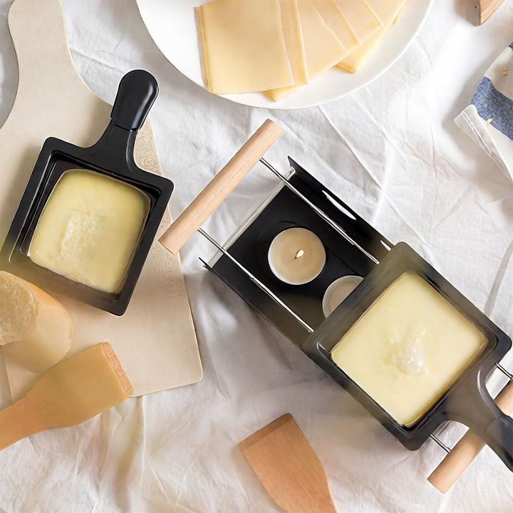 ideoon 3er-Set Raclette-Teelicht für 2 Personen, Raclette Set ohne Strom inkl. Teelichtern und Schab