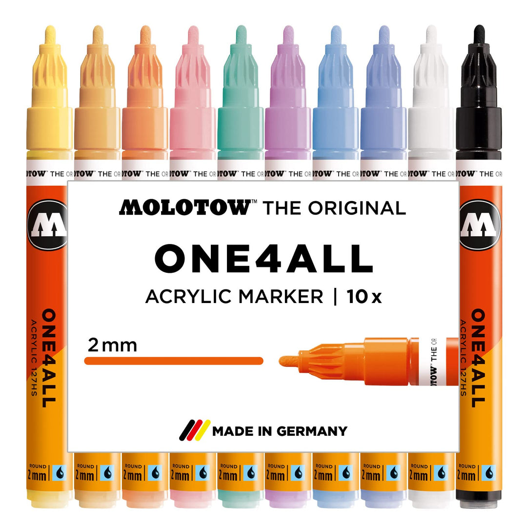 Molotow One4All 127HS Acryl Marker Pastel-Set (2,0 mm Strichstärke, hochdeckend und permanent, UV-be