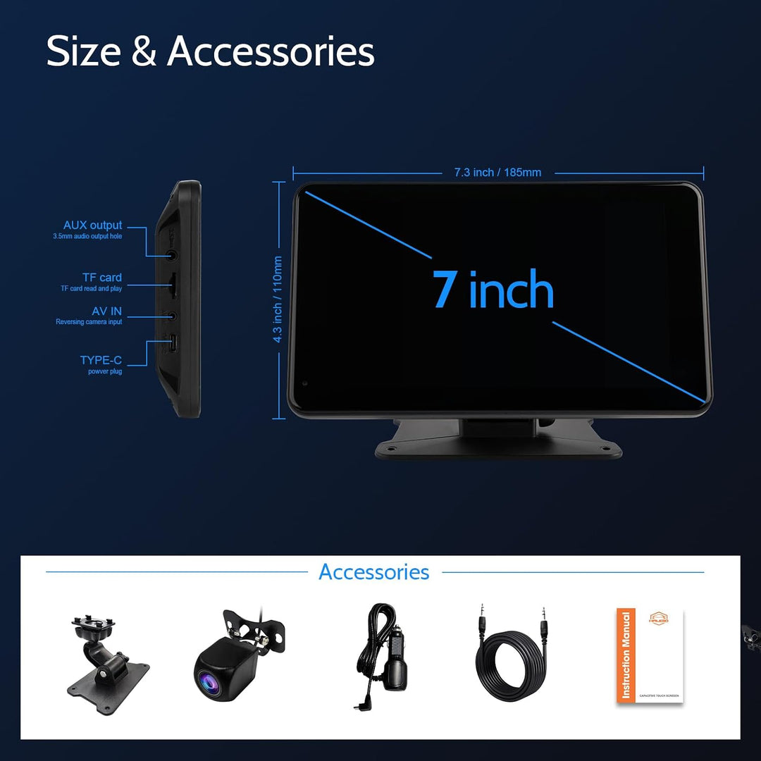 Haudio 7 Zoll Carplay Display,für Wireless Carplay und Android Auto,HD Touchscreen Tragbarer CarPlay
