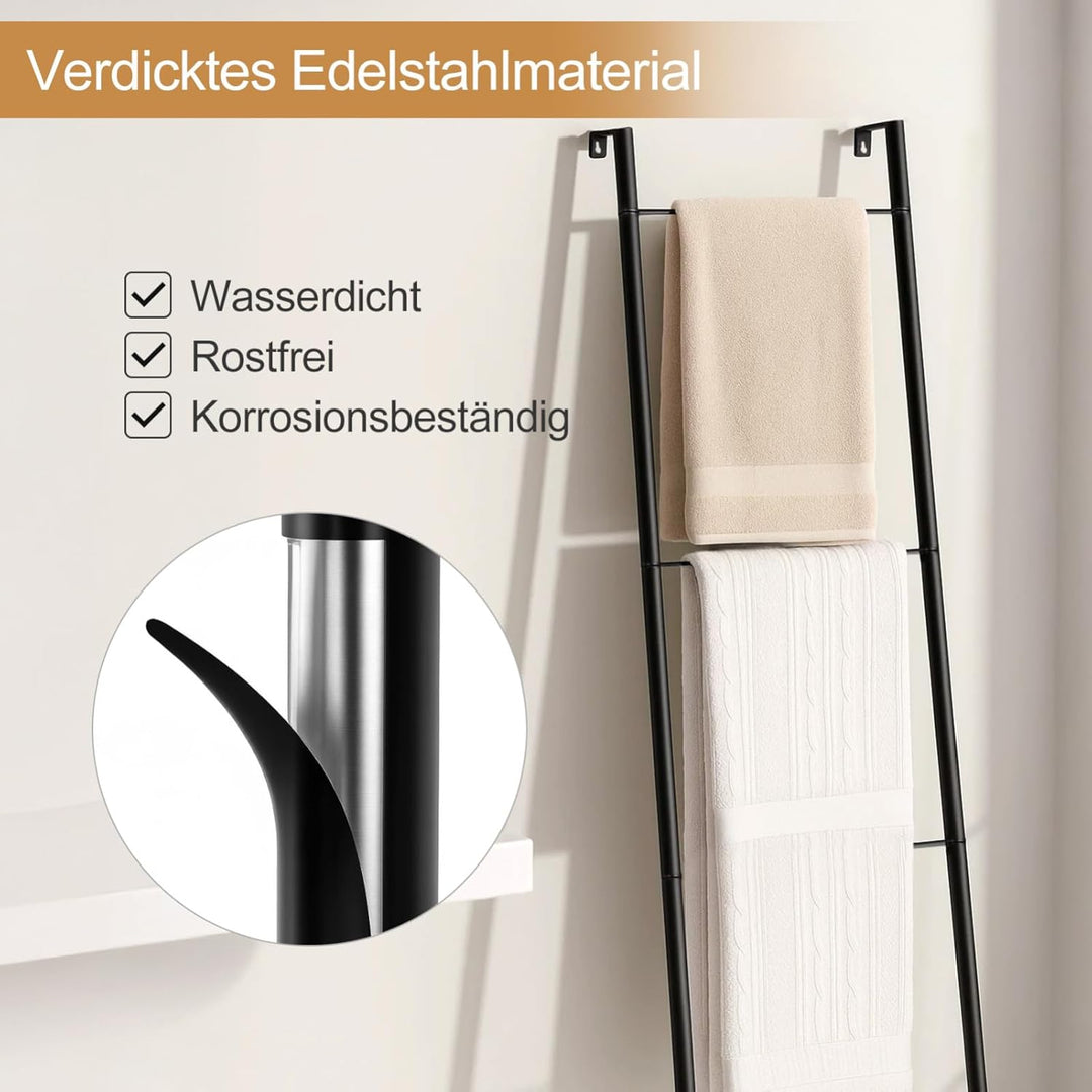 Handtuchhalter Stehend aus Metall 4-stöckige Handtuchleiter im Industrial Design Platzsparender Hand