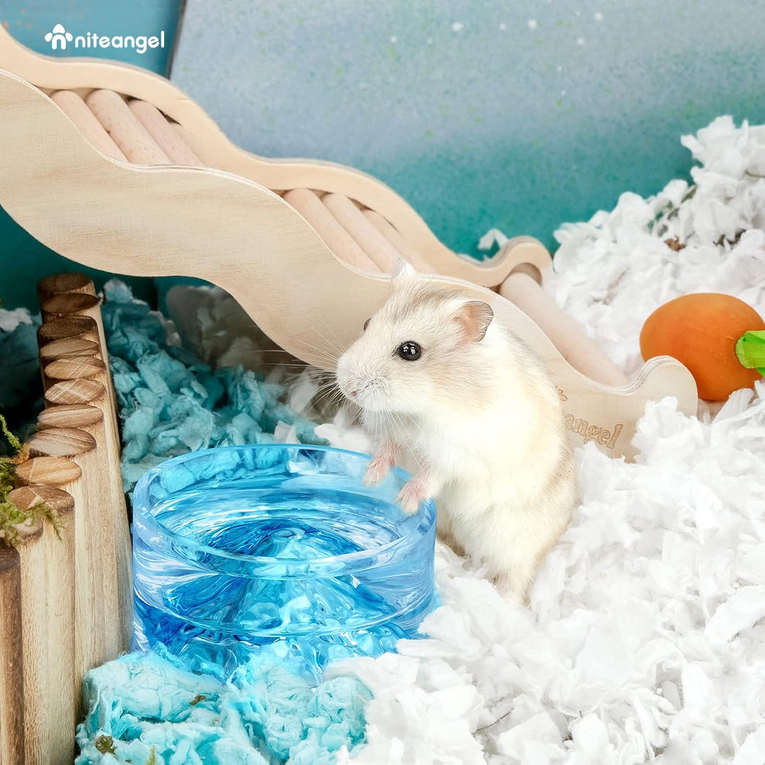 Niteangel Hamster-Futter- und Wassernäpfe - Mount Fuji Serie Glas-Trinkschalen für syrische Zwergham
