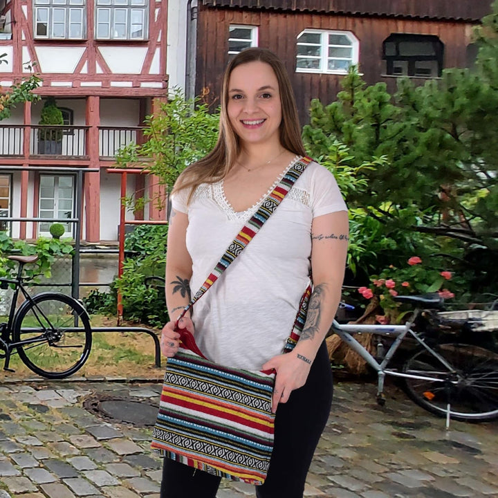 Sunsa Damen Umhängetasche. Hobo Tasche aus gewebter Baumwolle mit verstellbare Henkel. Crossbody Sch