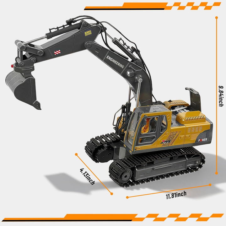 kolegend 3-in-1 Ferngesteuerter Bagger, 14-Kanal RC Bagger Spielzeug mit DREI Metallköpfen, 680° Dre