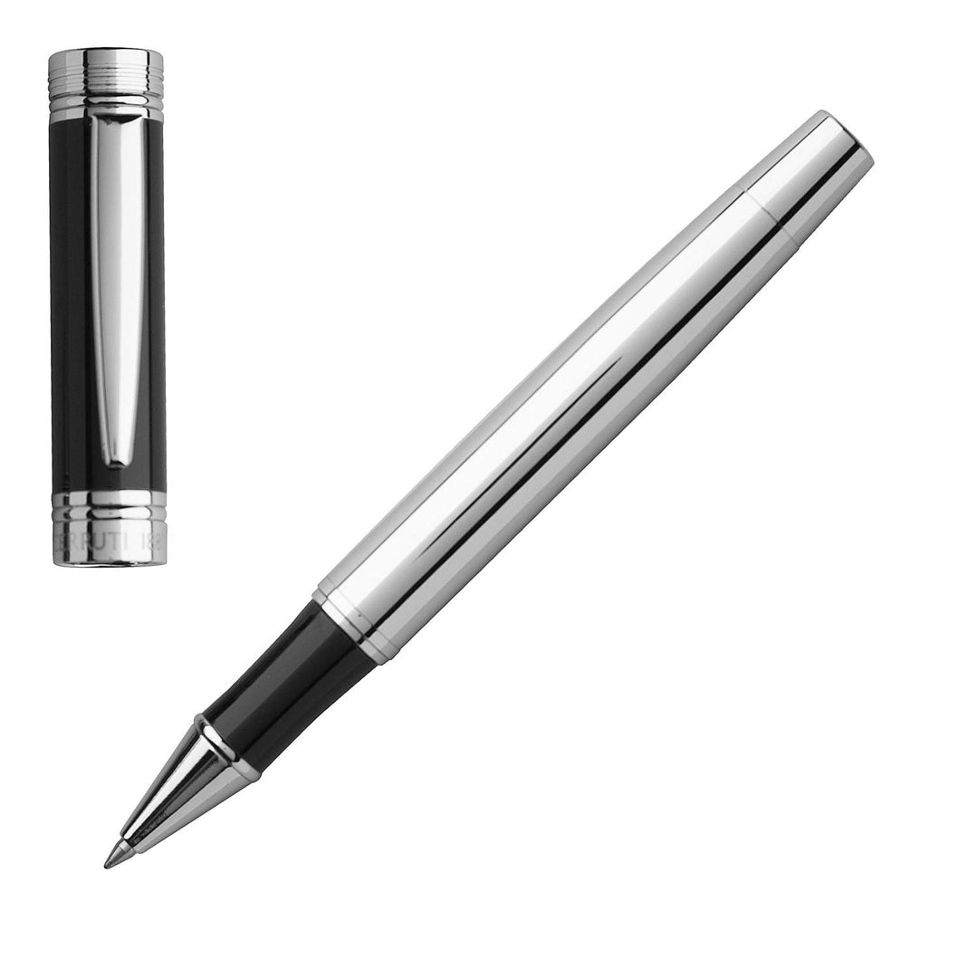 Cerruti 1881 Zoom Tintenroller aus Messing in der Farbe Silber-Schwarz, Länge: 14,3cm, NS5555N