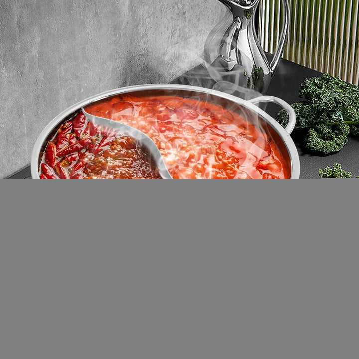Heisser Topf mit Trennwand, Edelstahl Dual Shabu Shabu, Küche Hot Pot Kochen Suppe Divider Shabu Top