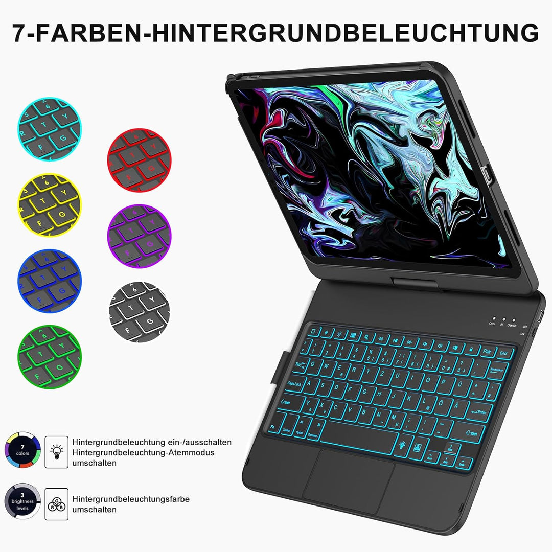 aMZCaSE für iPad 10. Generation 2022/A16 11.Generation 2025 (10,9/11 Zoll) Hülle mit Tastaturhülle,T