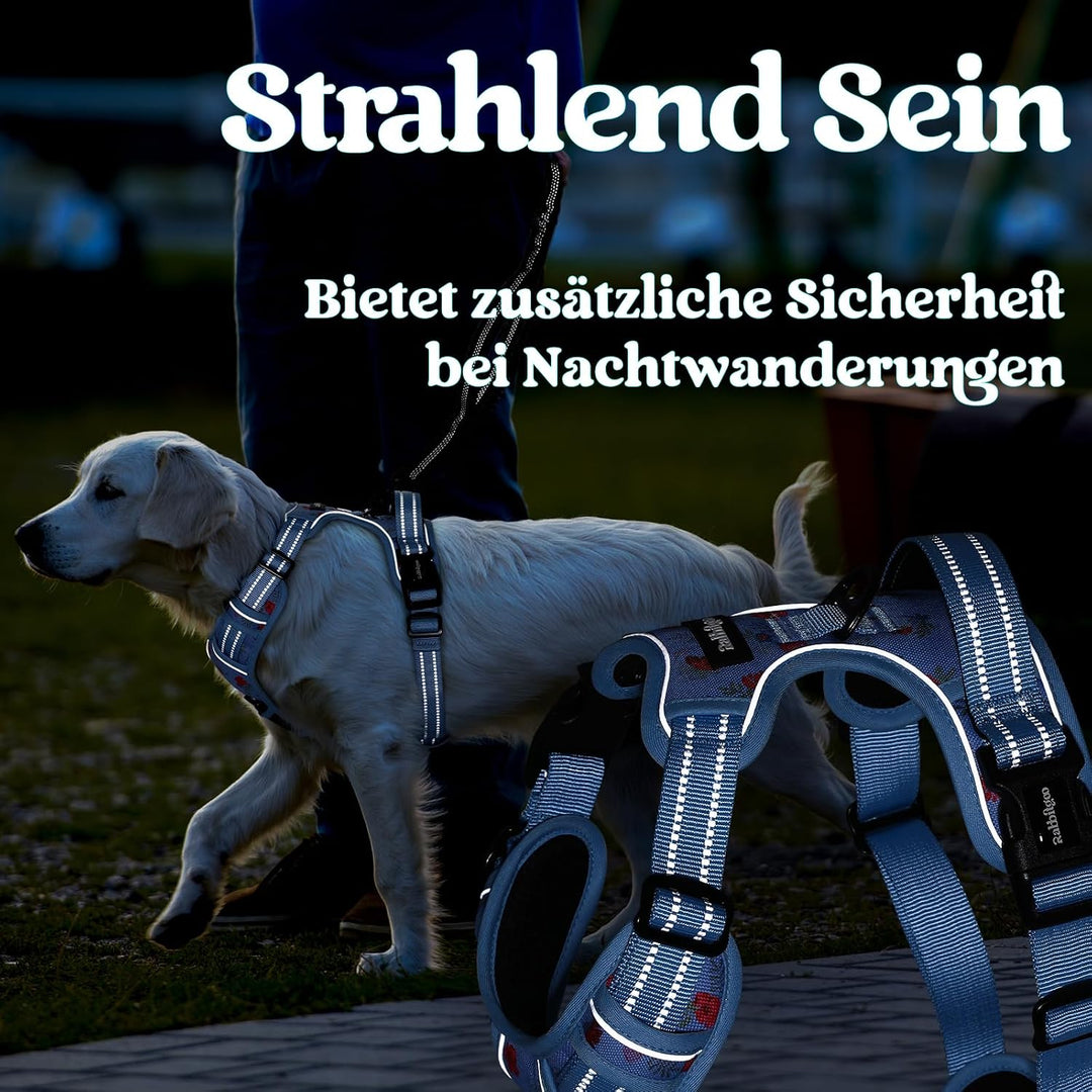 rabbitgoo Hundegeschirr Mittelgrosse Hunde, Verstellbare Geschirr Hund ohne Zug &amp; Würgen, Anti Zug H