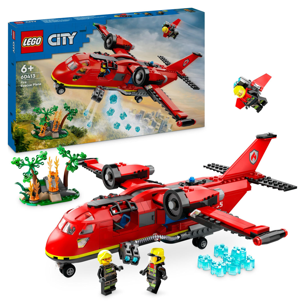 LEGO City Löschflugzeug, Feuerwehr-Set mit Flugzeug-Spielzeug für Kinder, Bauset mit 3 Feuerwehrmann