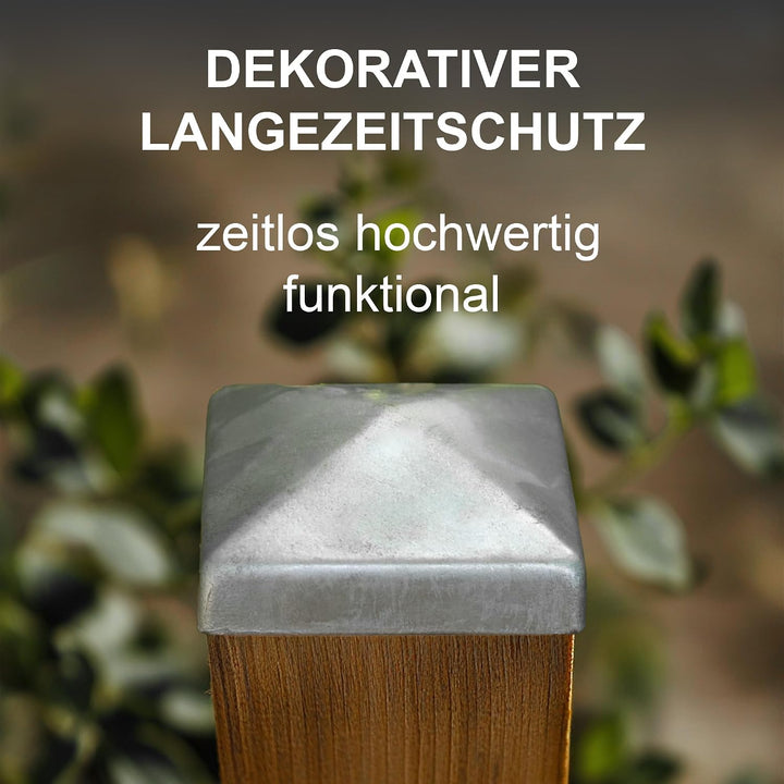 h2i Pfostenkappe | Stahl verzinkt | 101 x 101 mm | 10 Stück | Eckige Abdeckkappe für Garten Holzpfos