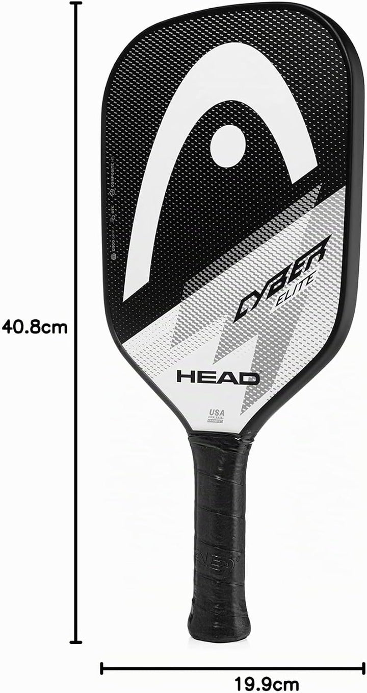 Head Cyber Elite Pickleball-Paddel, Fiberglas-Oberfläche, Schwarz/Weiss, Anfänger- bis Fortgeschritt