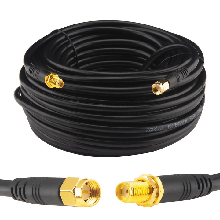 Boobrie SMA-Kabel, 20 m, RG58/U, Stecker auf Buchse, Koaxial, 50 Ohm, Verlängerung für Router, WLAN,
