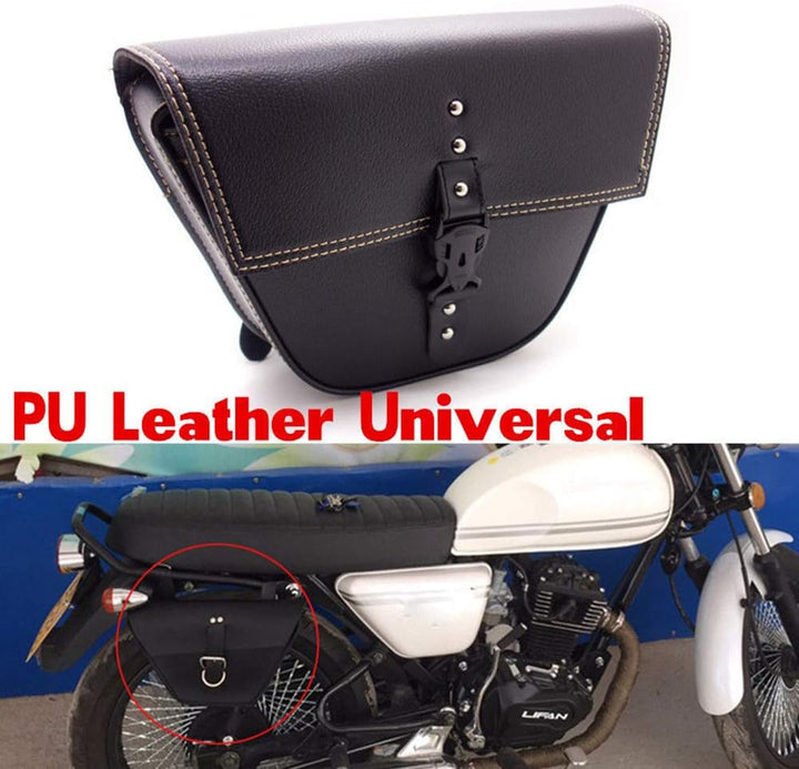 Leikance Motorrad-Seitensatteltasche, dreieckig, Kunstleder, Motorradtasche für Cafe Racer ATV Bikes