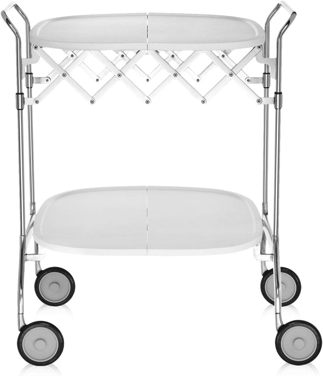Kartell Gastone Rollwagen, Kunststoff, Weiss, 62 x 70 x 68 cm Verchromtes Struktur Weiss, Verchromte