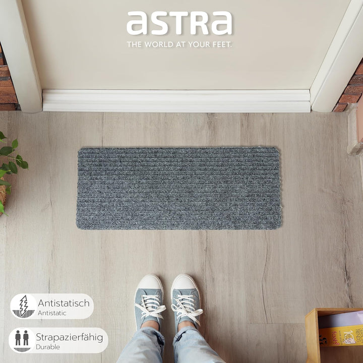 Astra Fussmatte innen Silber Schmutzfangmatte rutschfest – Türmatte 25x60 cm 3er Set wasserabweisend