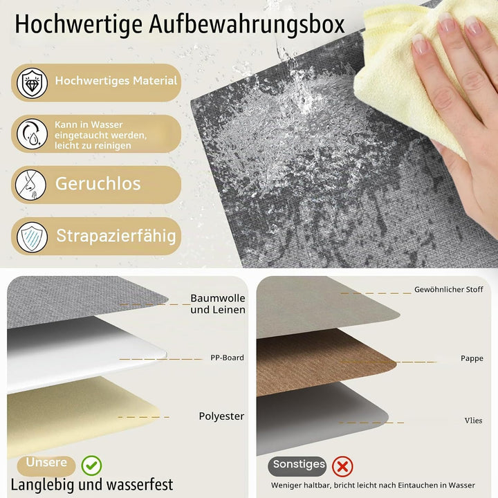 Yawinhe 3 Stück Aufbewahrungsbox aus Stoff, Faltbare Stoffboxen, Waschbare, für Schlafzimmer, Kleide
