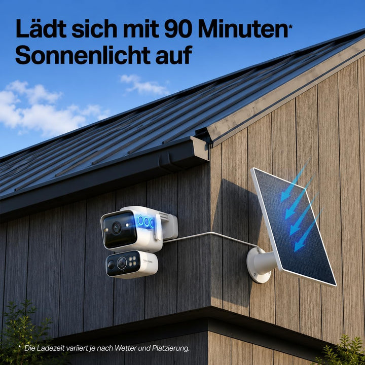 Tapo C675D KIT 4K Solar-Überwachungskamera Aussen mit Akku, 169° Ultraweitwinkel &amp; 6mm Teleobjektiv,