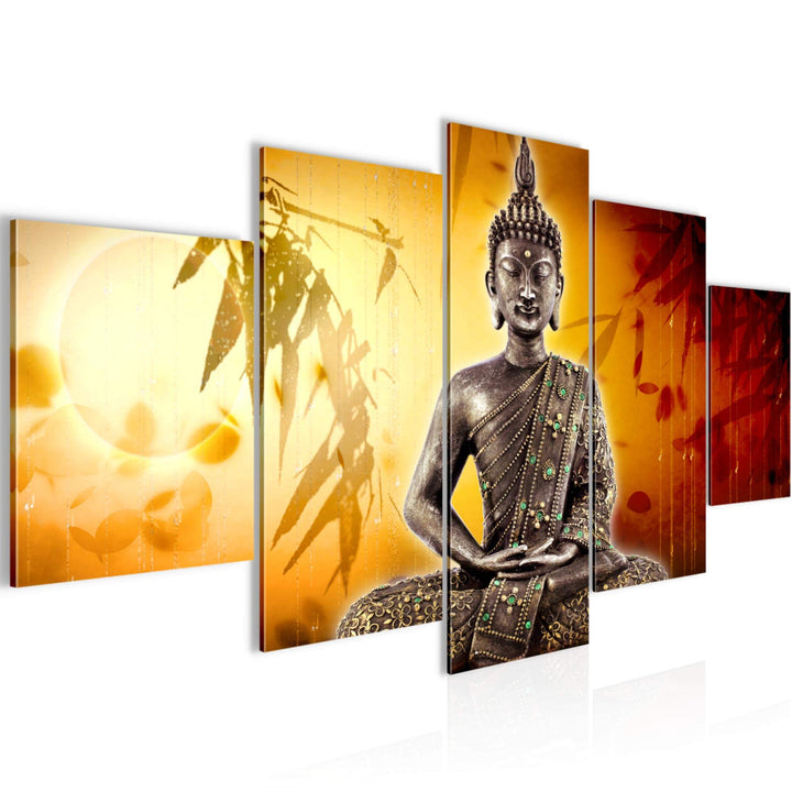Runa Art Wandbilder Buddha 5 Teilig Bild auf Vlies Leinwand Deko Wohnzimmer Schlafzimmer Relax zen O