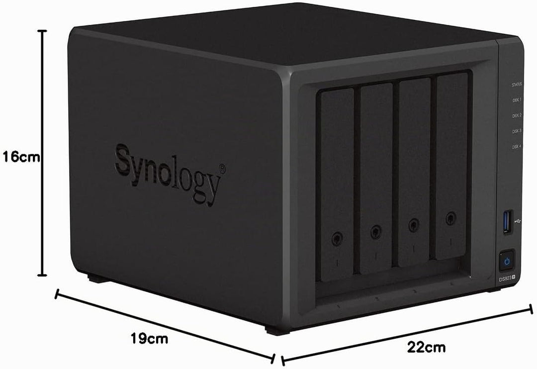 Synology DS923+ 4-Bay Diskstation NAS (AMD Ryzen™ 4 Threads R1600 Dual-Core 4GB Ram 2xRJ-45 1GbE LAN