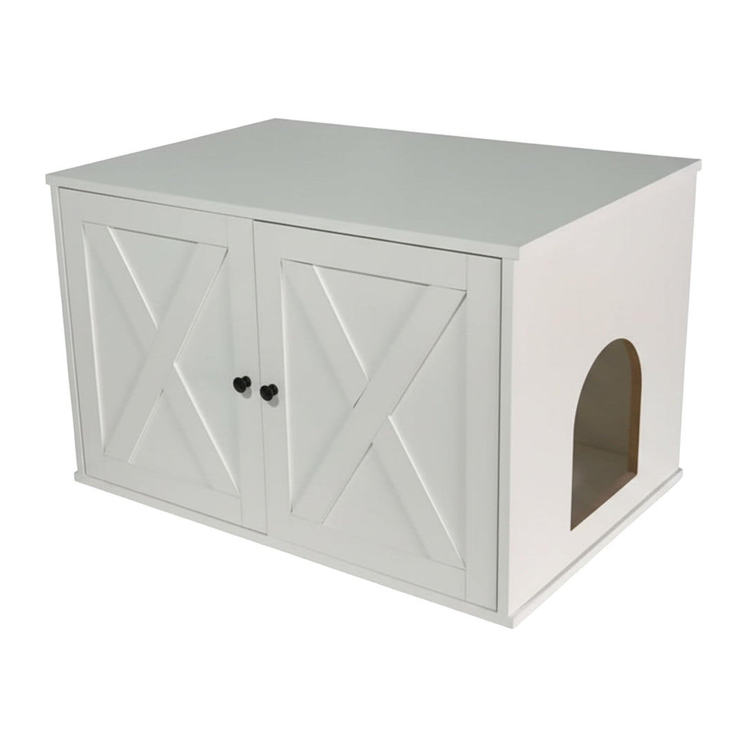 Relaxdays Katzenschrank für Katzentoilette, Separate Trennwand, Eingang, Katzenklo verstecken, HBT: