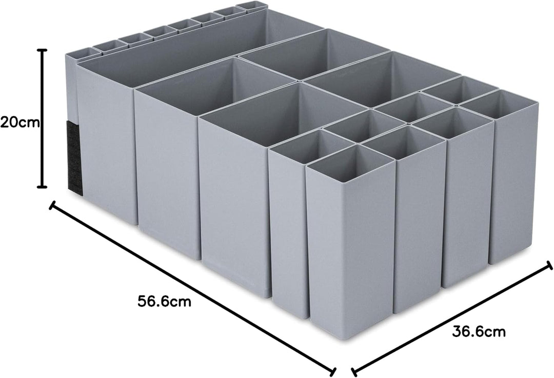 aidB NextGen Einsatzkasten Set 1+4+8+8 Kästen, 600 x 400 x 220 mm, ideal als Einsatz für Schubladen