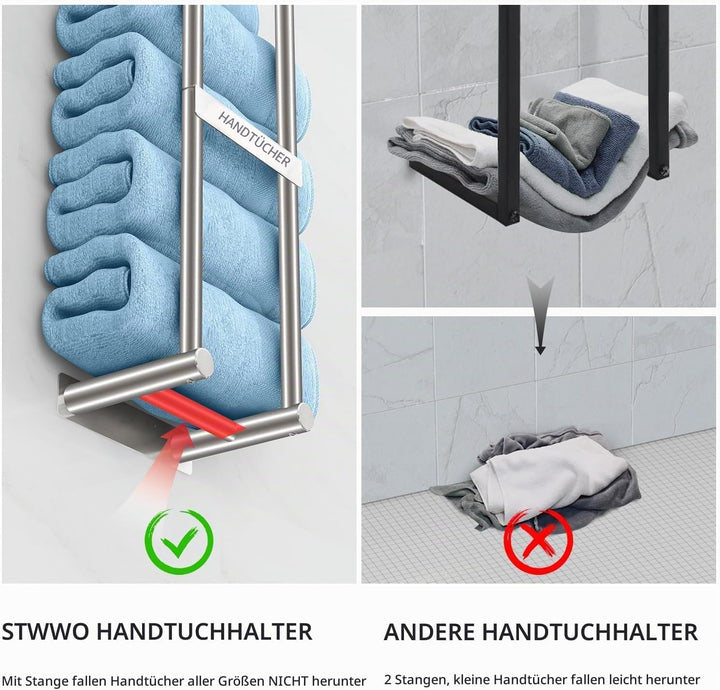 STWWO Handtuchaufbewahrung für kleines Badezimmer, 55,9 cm, Handtuchhalter für Badezimmer, kann 4 gr