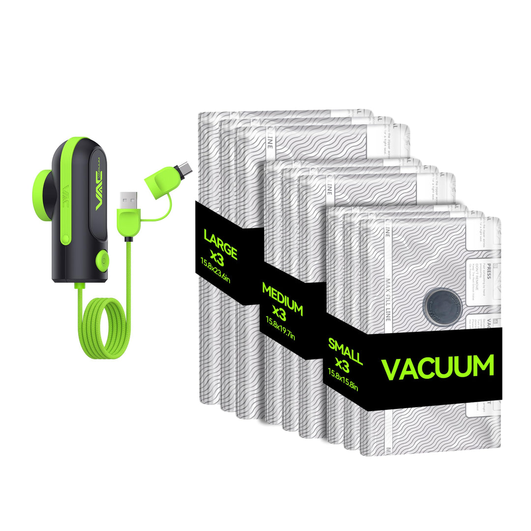 Vakuumbeutel für Kleidung mit Pumpe, 9 Stück Vakuumiergerät Kleidung, Vakuumbeutel für Bettdecken, K