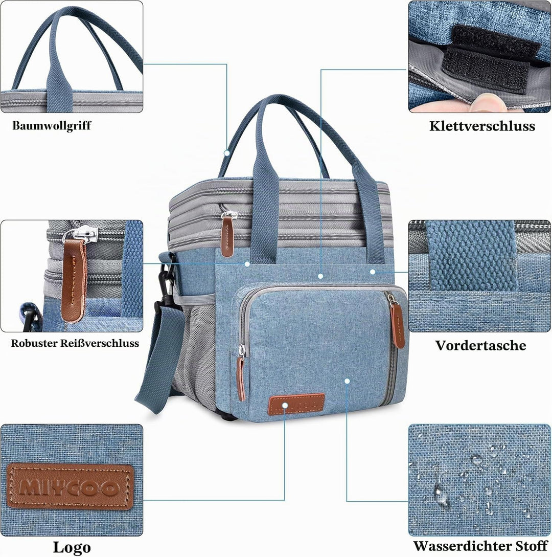 MIYCOO Kühltasche Lunchtasche für Männer und Frauen - Doppeldecker Lunchtasche, Mittagessen Tasche -
