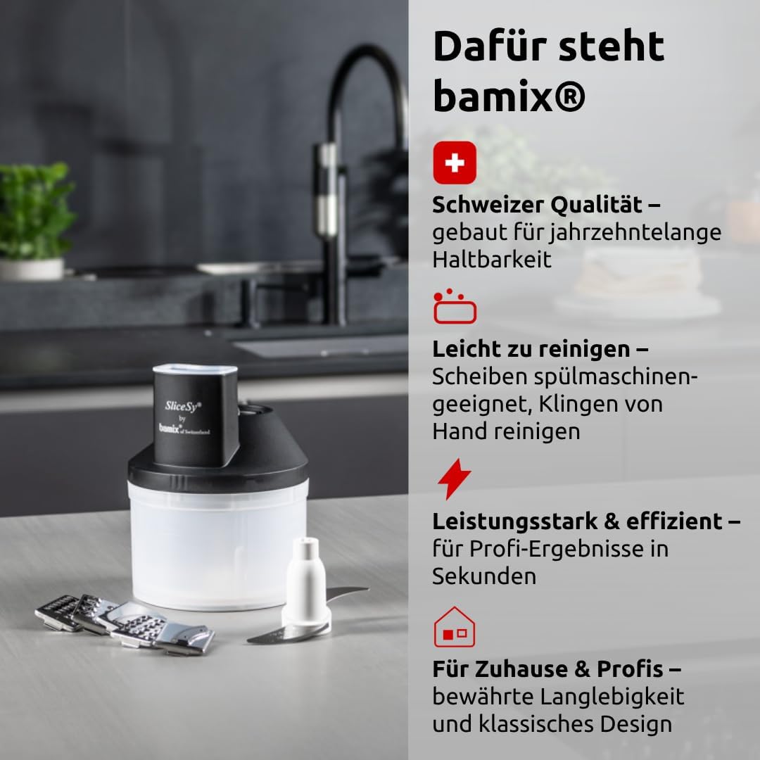bamix Zubehör SliceSy für alle bamix Stabmixer ab 180 Watt, inkl. 5 Scheiben, Küchenmaschine multifu