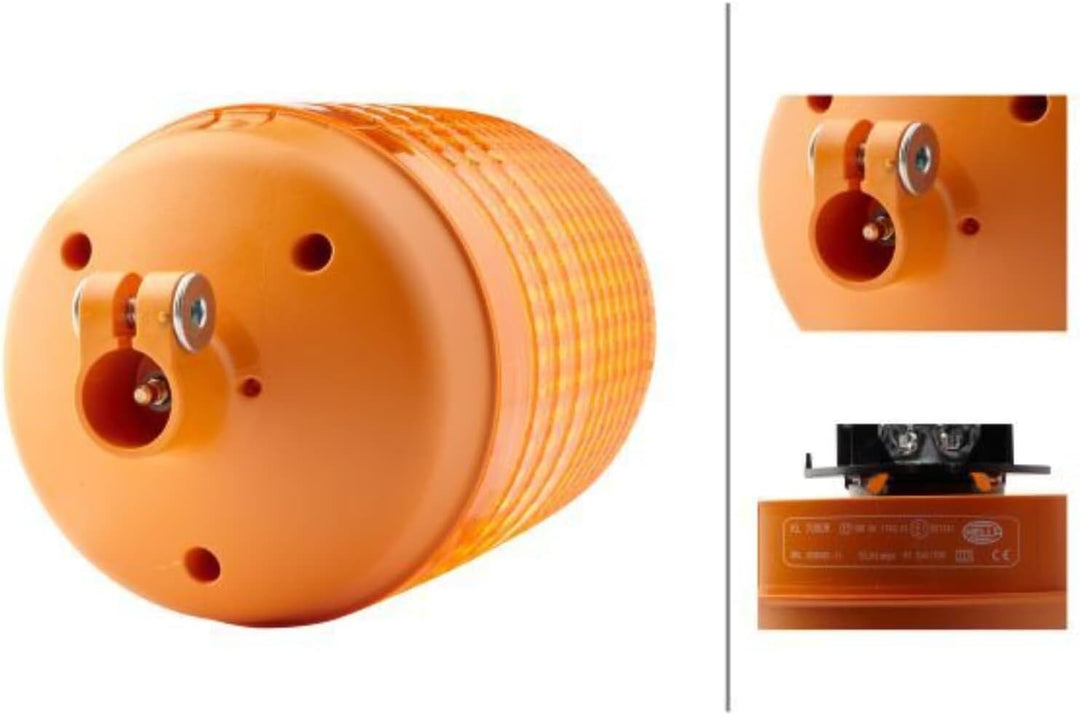 HELLA - Halogen-Rundumkennleuchte - KL 7000 - 24V - gelb - Rohrstutzen - Menge: 1 - 2RL 008 060-111