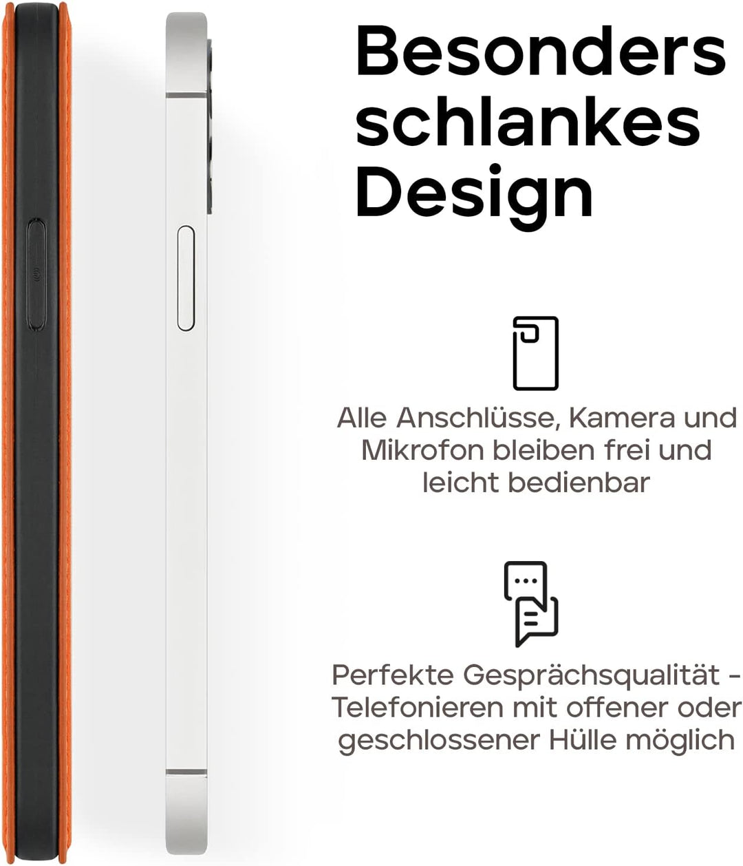 WIIUKA Hülle für iPhone 12 Pro Max Lederhülle, Deutsches Premium Leder, mit Kartenfach, extra Dünn,