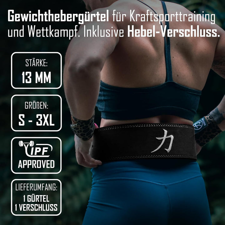 Strength Shop 13mm Lever Belt Gewichthebergürtel + Hebelschnalle, IPF-Zertifiziert für Wettkampf &amp; C