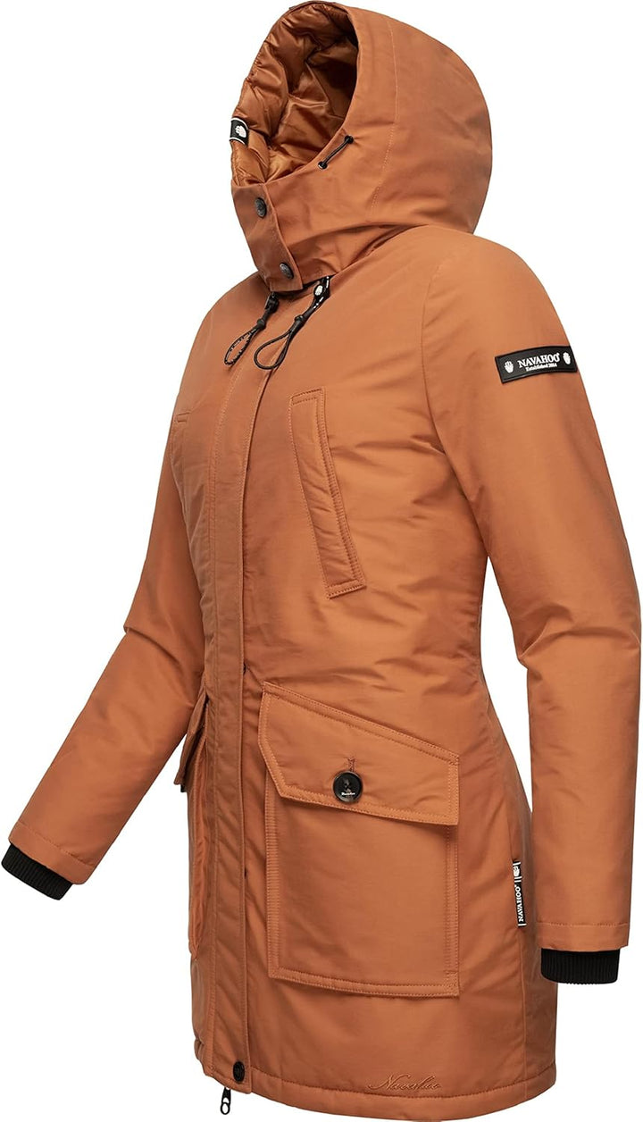 Navahoo Damen Warmer Winter Kurzmantel Blizzardstorm XS-3XL XS Rusty Cinnamon, XS Rusty Cinnamon