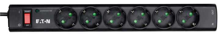 Eaton PS6TD Protection Strip 6 Tel@ DIN - Steckdosenleiste mit Überspannungsschutz (6-fach Schuko Bu