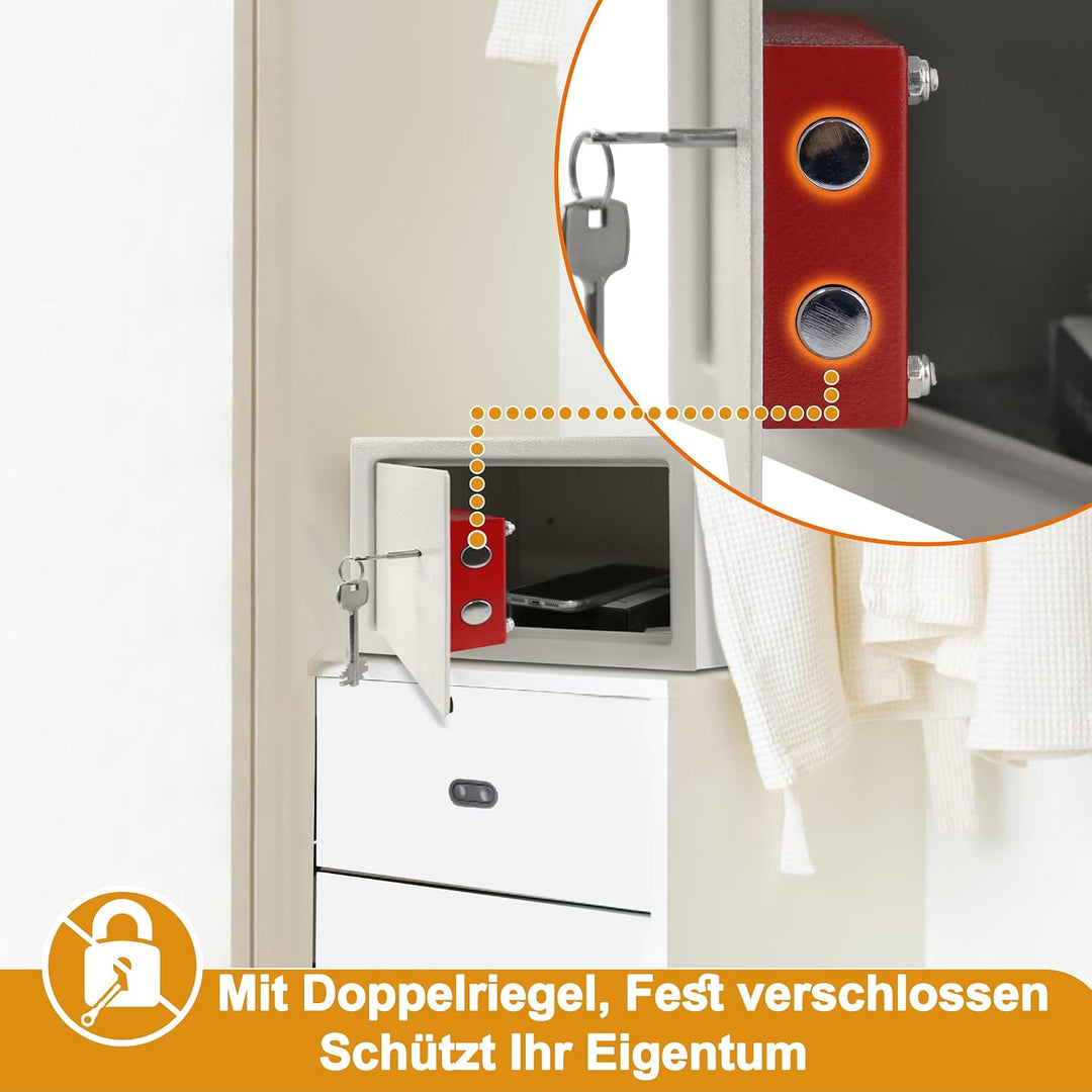 YRHome Möbeltresor Tresor Safe L-31x20x20cm mit 2 Schlüssel-Schloss &amp; Befestigungsschrauben Boden-Wa