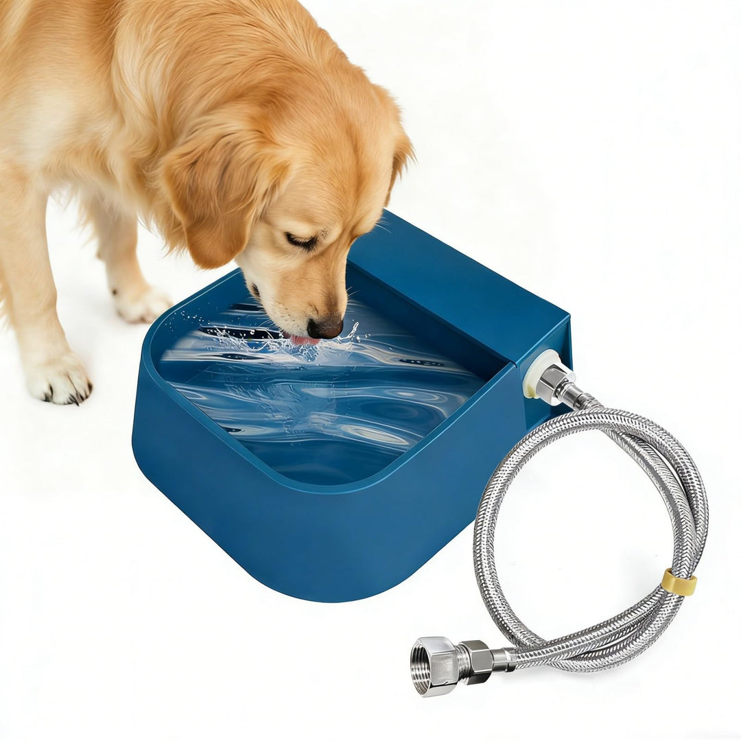Enjoying Automatischer Hundewasserspenser mit 1.5 M Metallwasserrohr, Autofüllen Hunde Wassernapf fü