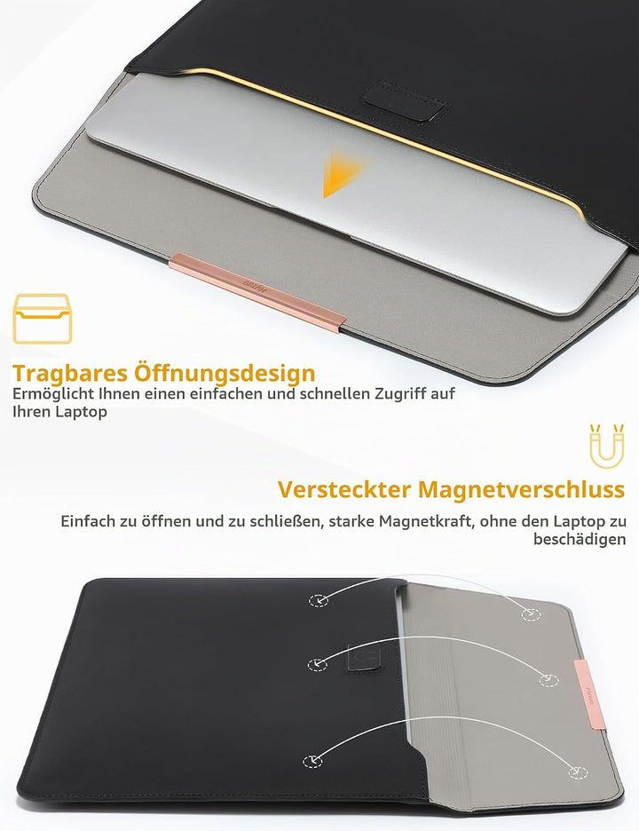 HYZUO 13 Zoll Laptop Hülle Tasche mit Ständer für MacBook Air 13 M5 A3449 M4 M3 M2 M1 2026-2018, Mac