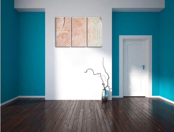 Pixxprint Baumstamm Jahresringe als Leinwandbild/Grösse: 3 Teilig (120x80 cm) cm/Wandbild/Kunstdruck