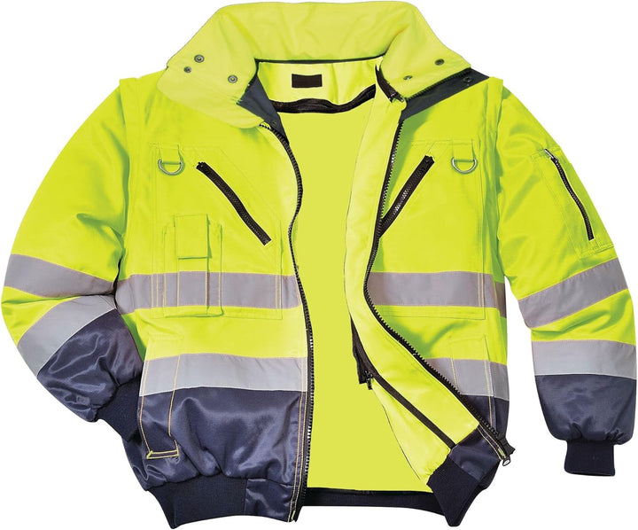 Portwest Hi-Vis Warnschutz 3-in-1 Pilotjacke, Grösse: L, Farbe: Gelb/Marine, PJ50YNRL L gelb / marin