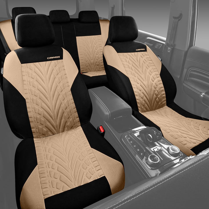 CAR PASS Autositzbezüge Komplettes Set, Vorder und Geteilte Rückbank, 3D Reifendruck Auto-Innenbezüg
