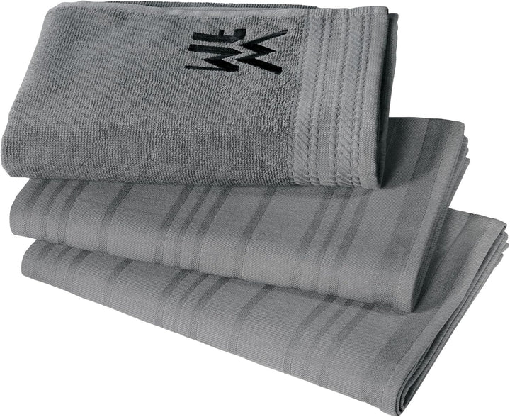 WMF Salz- und Pfefferstreuer Set 3-teilig, Salzsteuer klein, Pfefferstreuer &amp; Küchenhandtuch-Set 3-t